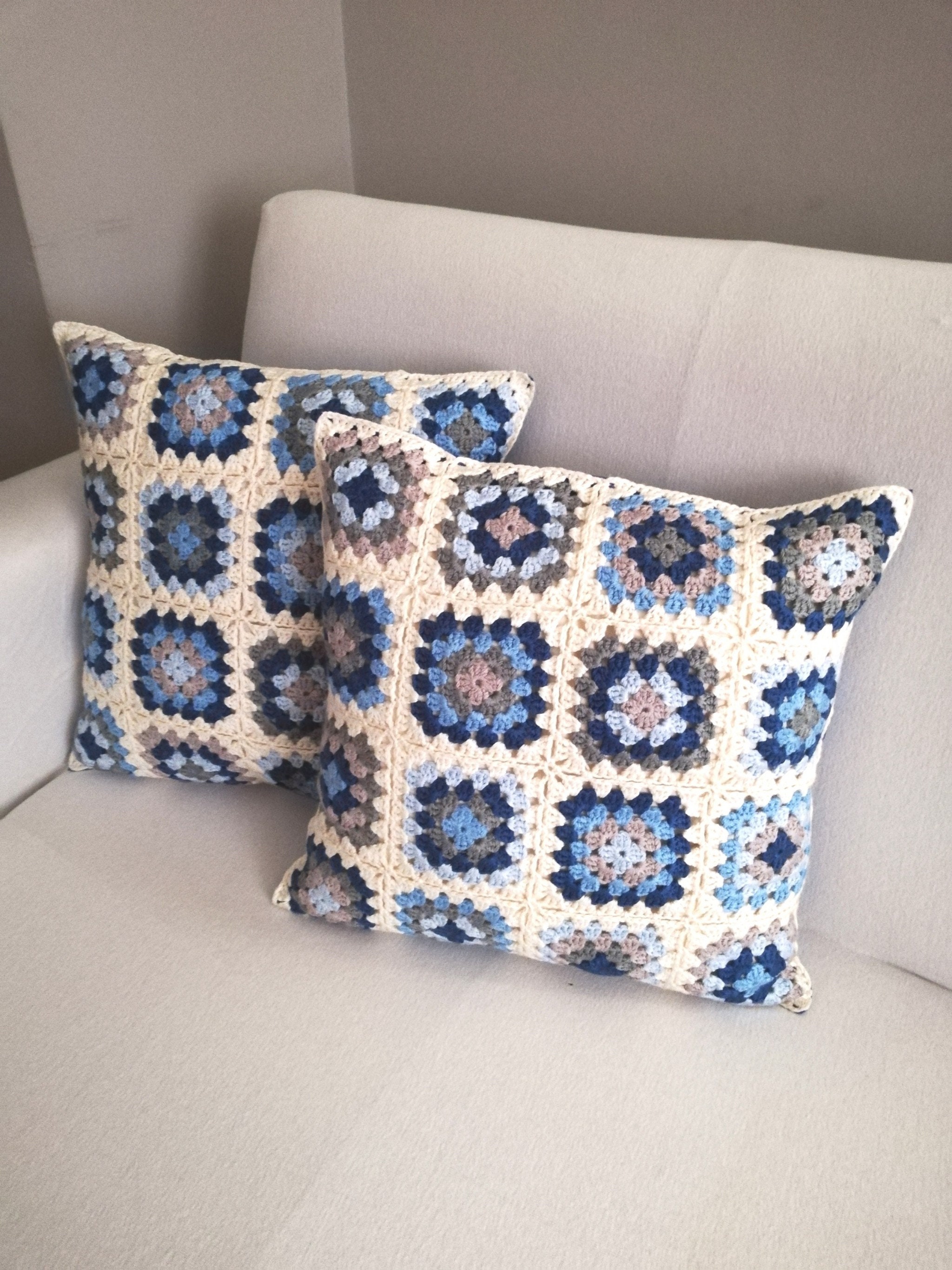 Granny Square Cushion Cover Crochet Cushion Cover Granny Etsy