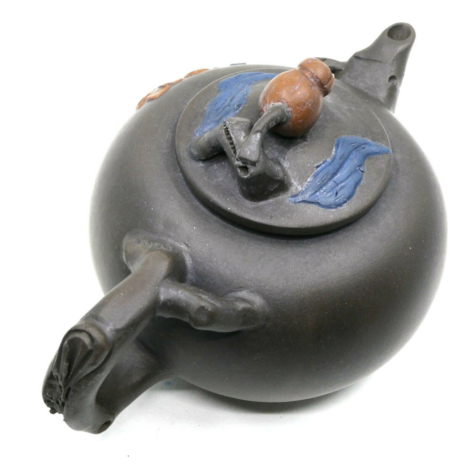 Vintage Collector's Yixing teapot Black Clay w/ Cobalt Etsy
