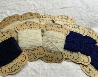 vintage French Mending Wool On Original Cards, Wool For Mending, Embroidery, Upcycling, vintage Notions, Mercerie Mercerie Laine.
