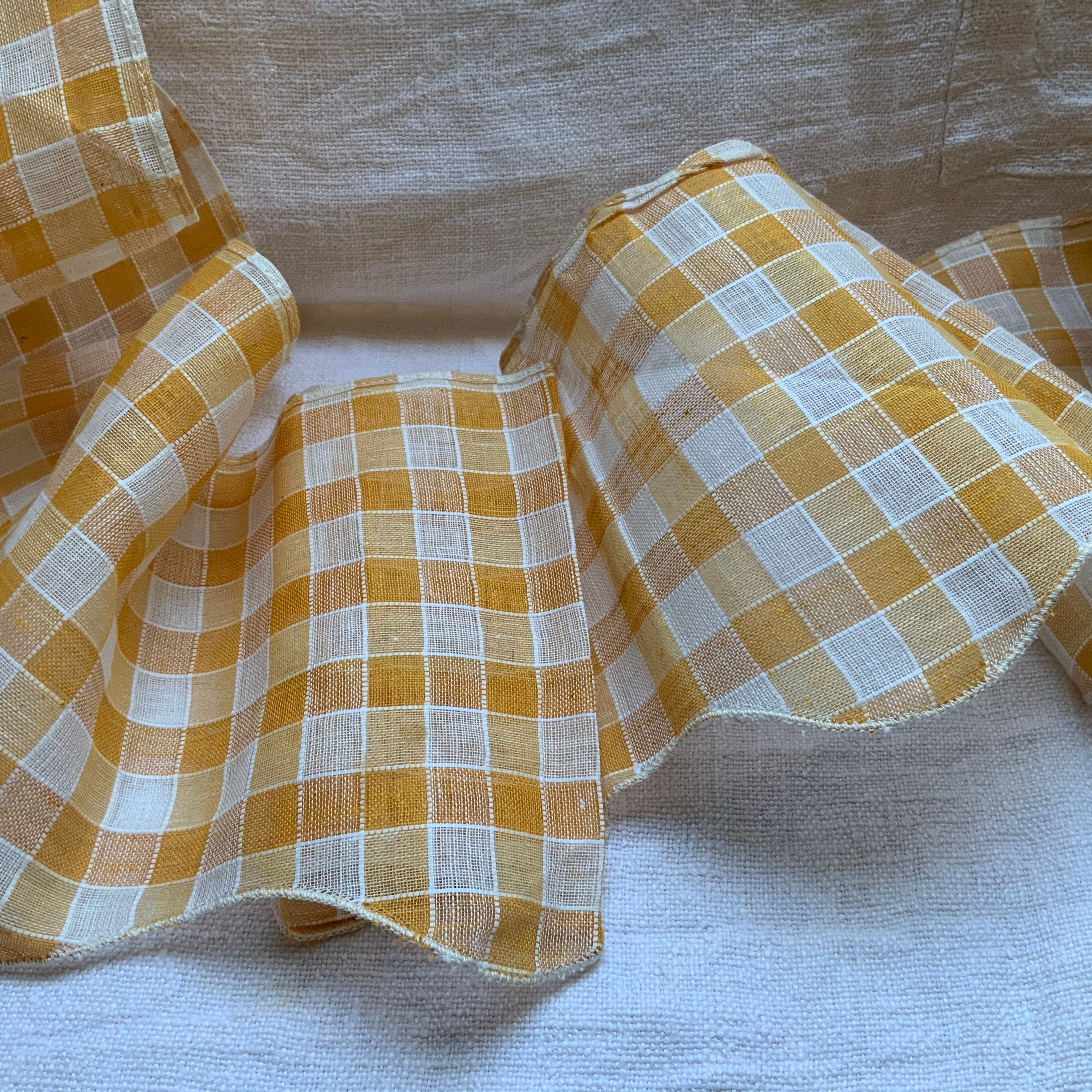 Orange & White Vintage Check Pelmet Curtain Trim, Français Gauze Shelf, Mantle Edging, Shelf Curtain