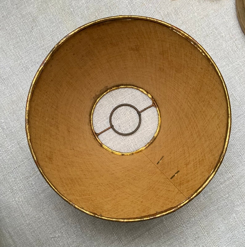 Vintage French Paper Gimble Lampshades With Velvet Trim, New Old Stock