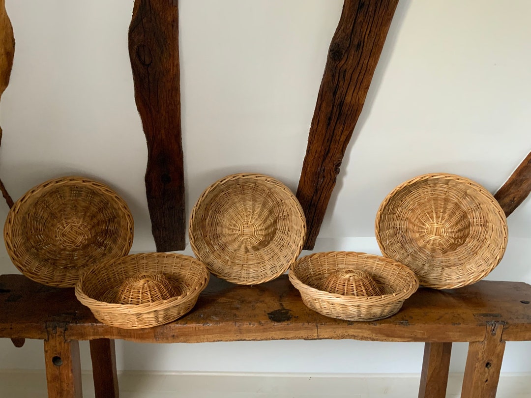 Antique Bread Basket couronne, Large Wicker Crown Bread Proving Basket