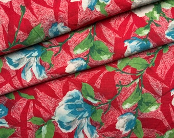 Mid Century French Marignan Cotton Floral Fabric, French Floral, Vintage Fabrics.