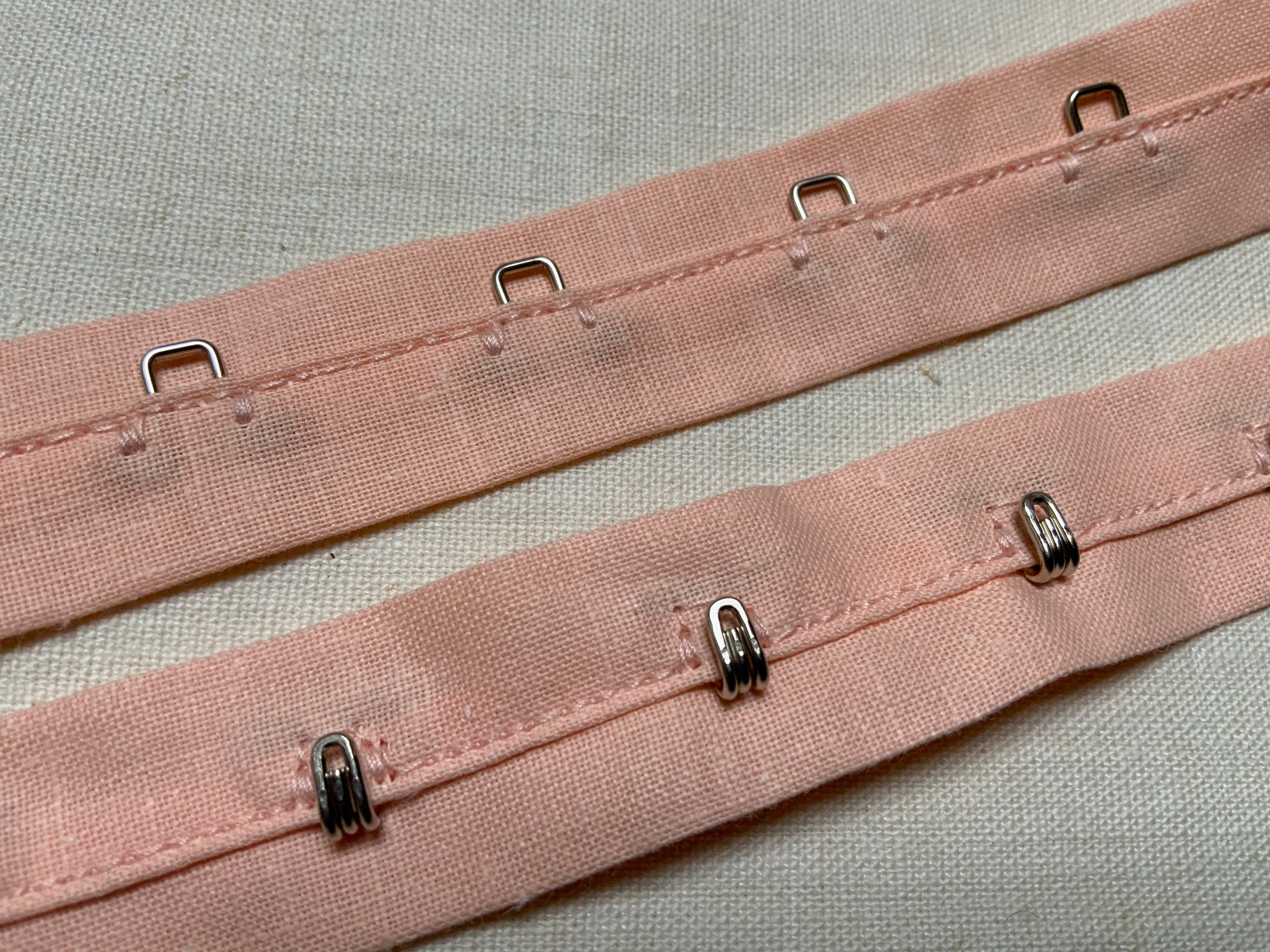 French 1920/30s Pink Cotton Hook and Eye Tape, Lingerie Fastener, Bra  Closure. 