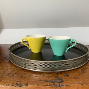French Salins Coffee, Tea Cups, Vintage Coffee Tea Cups, Retro Cups, 1950s Ceramics.