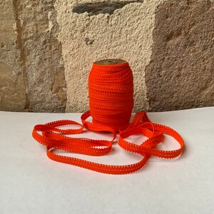 Vintage French Orange Cotton Sawtooth Edge Trim, 1970s Passementerie. image 6