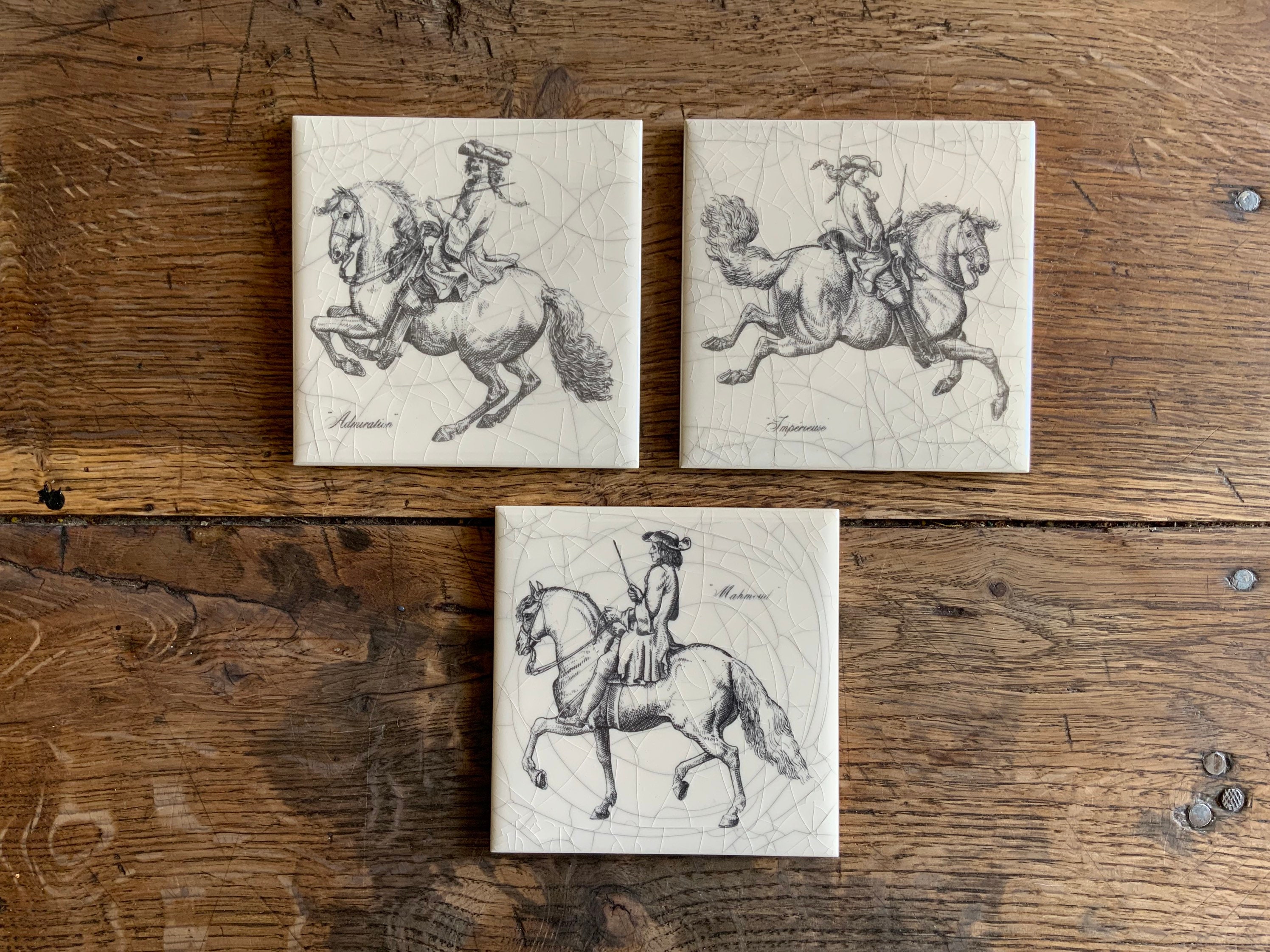 Tuiles Vintage Horse & Rider, Coasters à Thème Équestre, École d'équitation de Vienne.