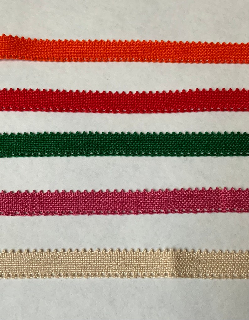 Vintage French Orange Cotton Sawtooth Edge Trim, 1970s Passementerie. image 8