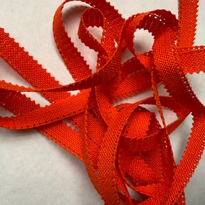 Vintage French Orange Cotton Sawtooth Edge Trim, 1970s Passementerie. image 5