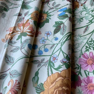 Vintage Jonelle Floral Fabric, Greensleeves. 1960s English Cottage Flowers Fabric.