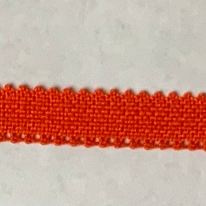 Vintage French Orange Cotton Sawtooth Edge Trim, 1970s Passementerie. image 3