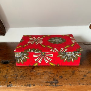 French Vintage Fabric Box, 1950’s Fabric Box, Mid Century Box, Treasure Box, Sewing Box.