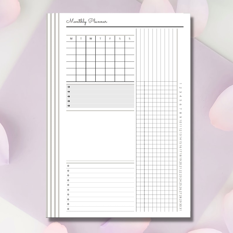 PRINTABLE Classic Happy Planner Size Monthly Planner Pages Minimal ...