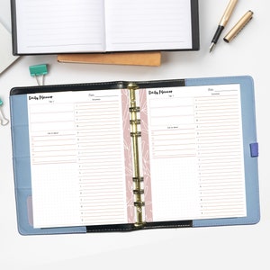 PRINTABLE Daily Planner - Minimal Dusty Pink Border A5 (Kikki K, Filofax, Ring Bound Paper Planner)