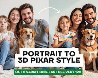 Cartoonportret Pixar, tekenfilm stel, portret in 3D-cartoonstijl, gepersonaliseerd cartooncadeau