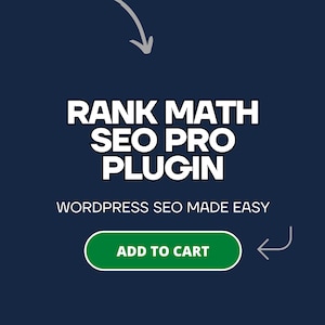 Könnte beinhalten: Ein grüner Button mit weißem Text, der "In den Warenkorb legen" lautet, auf einem dunkelblauen Hintergrund. Der Text "Rank Math SEO Pro Plugin" befindet sich oberhalb des Buttons in weißer Schrift. Der Text "WordPress SEO Made Easy" befindet sich unterhalb des Buttons in weißer Schrift. Die Nummer "01" befindet sich in der unteren rechten Ecke des Bildes.