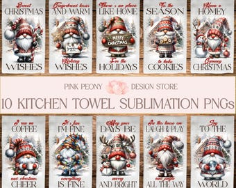 Weihnachtszwerg Küchentuch Sublimationsdesigns, Weihnachtszitat Geschirrtuch PNG Vorlage, Winterurlaub Wohnkultur Druck, digitaler Download