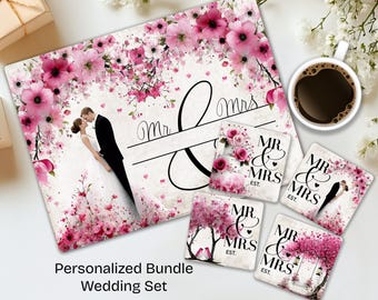 Personalized Wedding Set Sublimation Bundle, Coaster & Cutting Board Print File