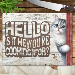 Funny Peeking Cat Cutting Board Sublimation Design, Cute Kitten Chopping Board PNG, Cat Lovers Kitchen Decor Digital Download, DIY Template