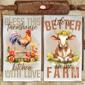 Farmlife Quote Kitchen Towel Sublimation Design, Farm Animal Tea Towel PNG Template, Farmhouse Inspired Print, DIY Gift Digital Download