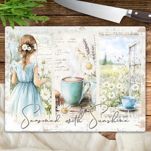 Spring Inspired Cutting Board Sublimation Design, Rustic Floral Chopping Board PNG, Spring Kitchen Quote Decor, Digital Download Template