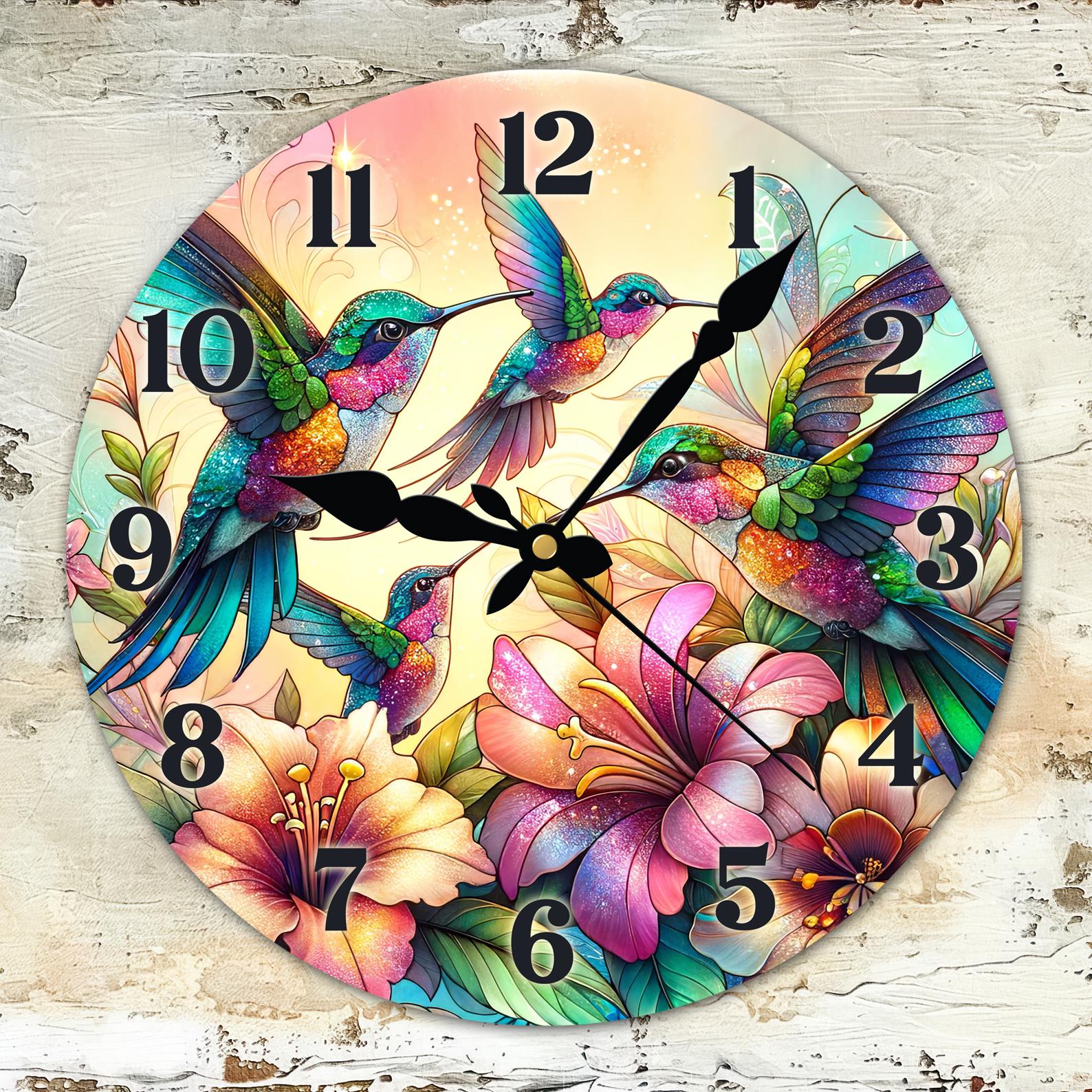Hummingbirds Clock Sublimation Design, Hummingbirds Clock Face PNG ...
