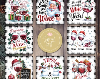 Weihnachtswein Quadrat Untersetzer Sublimationsentwürfe, Untersetzer 4x4, lustiges Weihnachtszitat Untersetzer PNG, Weinzitat Digitaler Download Vorlage