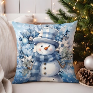 Winter Snowman Pillow Sublimation Design, Instant Download, PNG, Christmas Pillow Template, Cute Snowman Png, Throw Pillow Sublimation