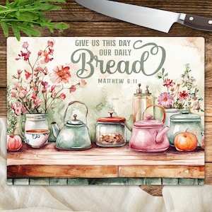 Faith Based Kitchen Cutting Board Sublimation Design, Bible Verse Chopping Board PNG File, Christian Kitchen Decor Digital Download Template