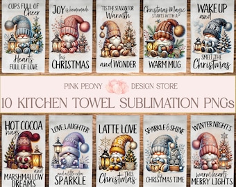 Weihnachtszwerg Küchentuch Sublimationsdesigns, Weihnachtszitat Geschirrtuch PNG Vorlage, Winterurlaub Wohnkultur Druck, digitaler Download