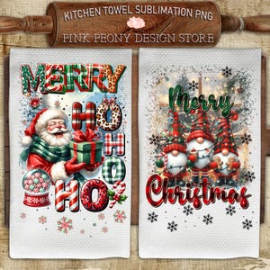 Christmas Kitchen Towel Sublimation Design, Christmas Quote Tea Towel PNG Template, Hohoho Home Decor Print, Digital Download Template
