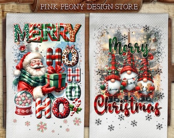 Weihnachten Geschirrtuch Sublimationsdesign, Weihnachtszitat Geschirrtuch PNG Vorlage, Hohoho Wohndekor Druck, digitaler Download Vorlage