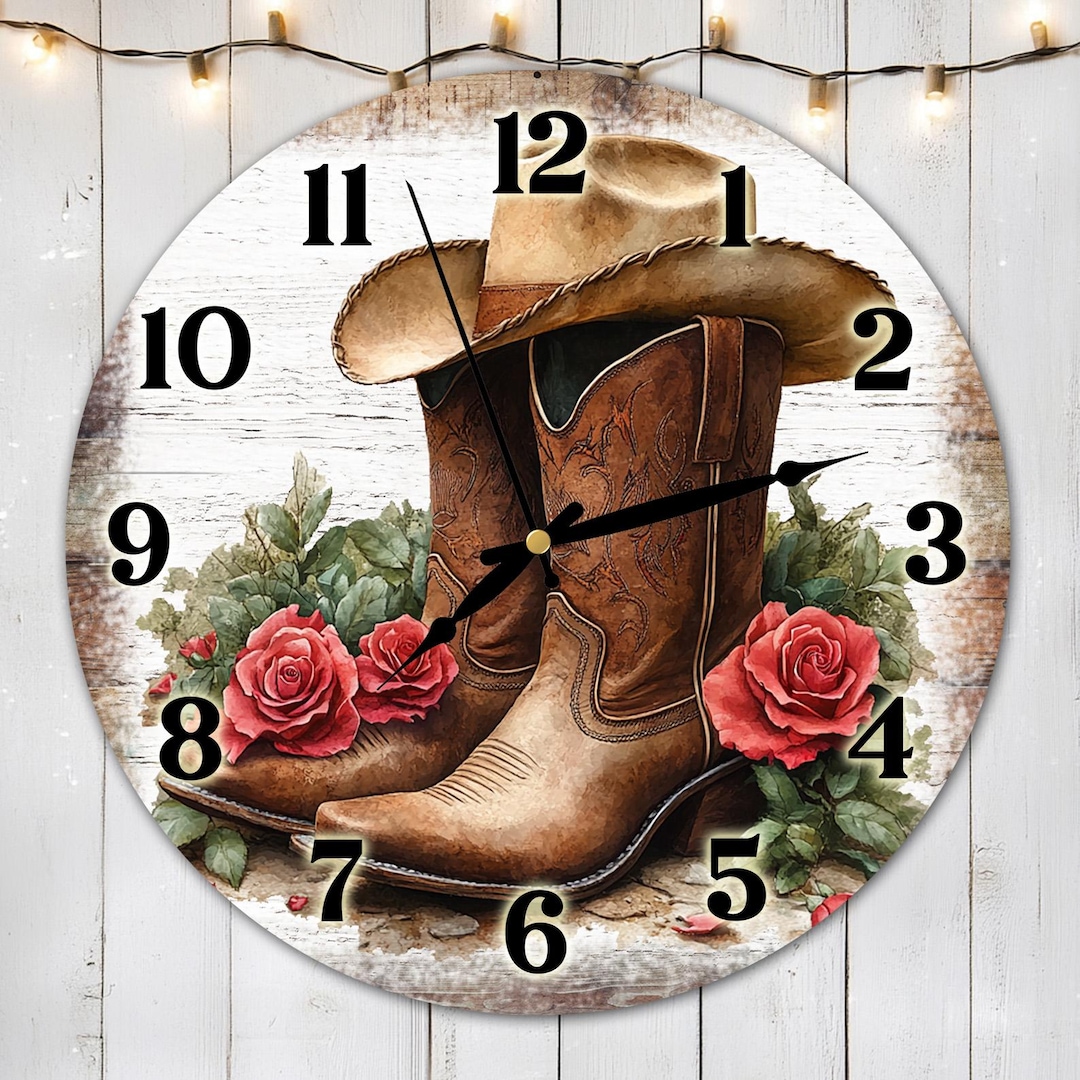 Cowboy Boot Clock Cowboy Boots Clock Sublimation Design, Western Boots Clock Face PNG ...