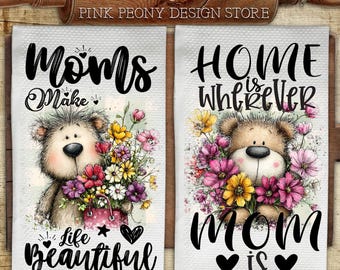 Mama Bear Kitchen Towel Sublimation Design, Mother's Day Kitchen Quote Tea Towel PNG Template, Mom's Kitchen, Gift For Mom Digital Download