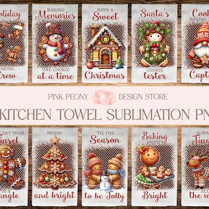 Gingerbread Kitchen Towel Sublimation Designs, Christmas Quote Tea Towel PNG Template, Winter Holiday Home Decor Print, DIY Digital Download
