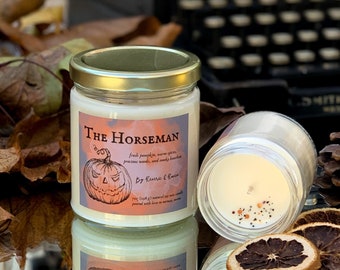 The Horseman | Fresh Pumpkin, Warm Spices, Precious Woods, and Smoky Bourbon | Natural Soy Wax Candle | 7 oz