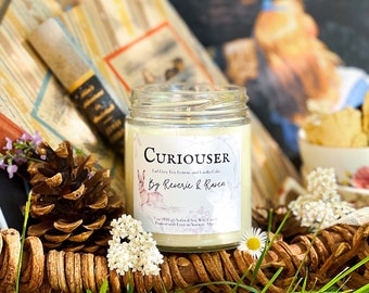 Curiouser | Earl Grey Tea, Lemon, and Vanilla Cake | Literary Inspired | Book Lover's Gift | Natural Soy Wax Candle | 7 oz