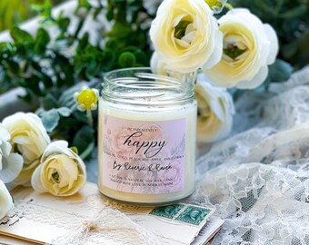 Incandescently Happy | Sparkling Citrus, Peach, Red Apple, and Florals | Classic Literature Inspired | Book Lovers Soy Wax Candle | 7 oz