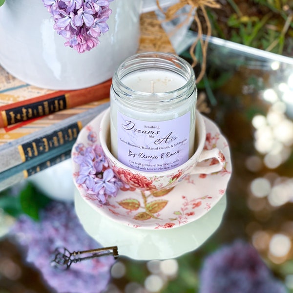 Breathing Dreams Like Air | Cotton Blossoms, Rainkissed Daisies, and Soft Breezes | Infused with Essential Oils | Natural Soy Wax | 7 oz