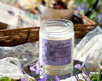 So Long in the Darkness | Black Violet, Saffron, and Moonlight | Natural Soy Wax Candle | Infused with Essential Oils | 7 oz