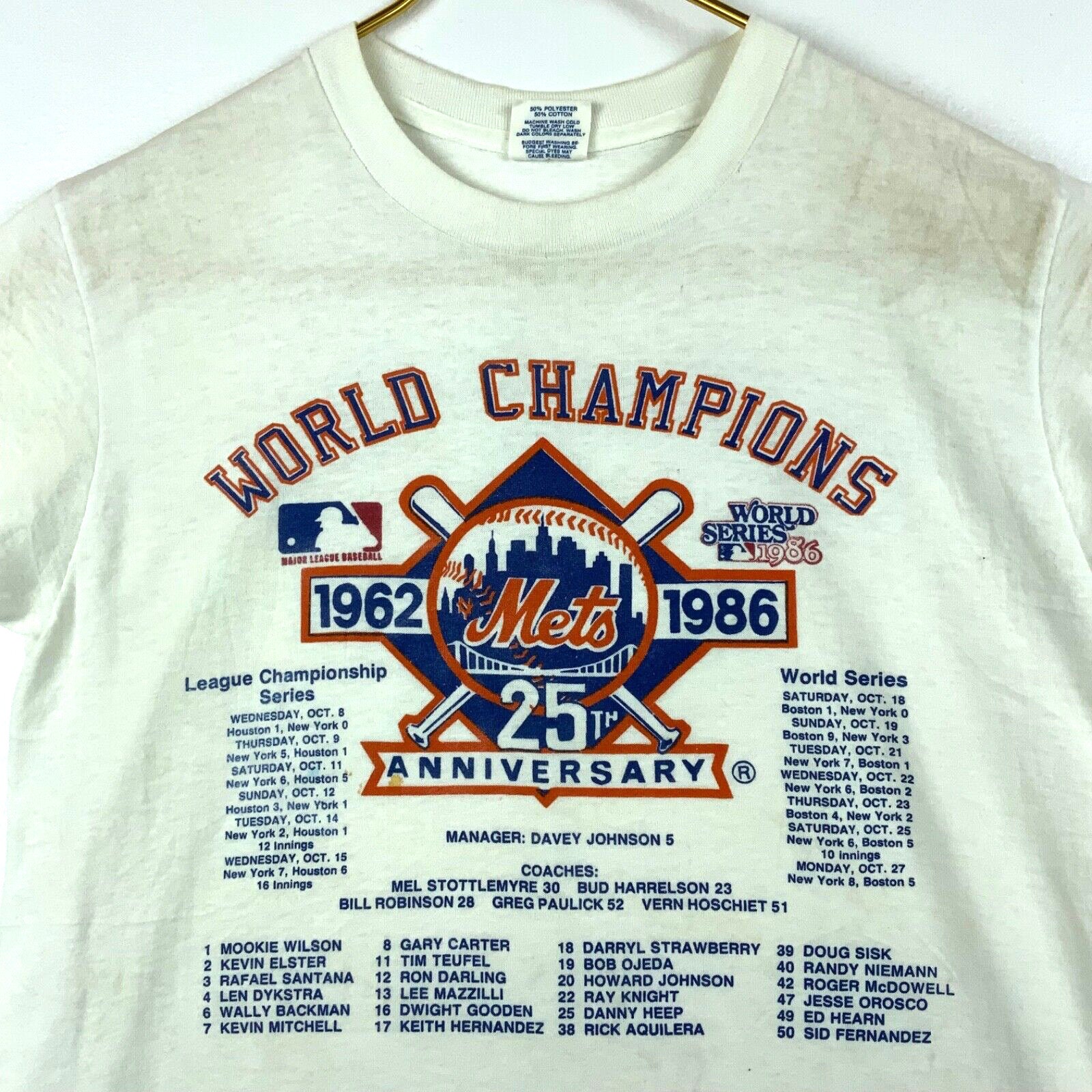 Vintage New York Mets Series Champs Adidas T-shirt Medium 1986 Mlb Made Usa  80s