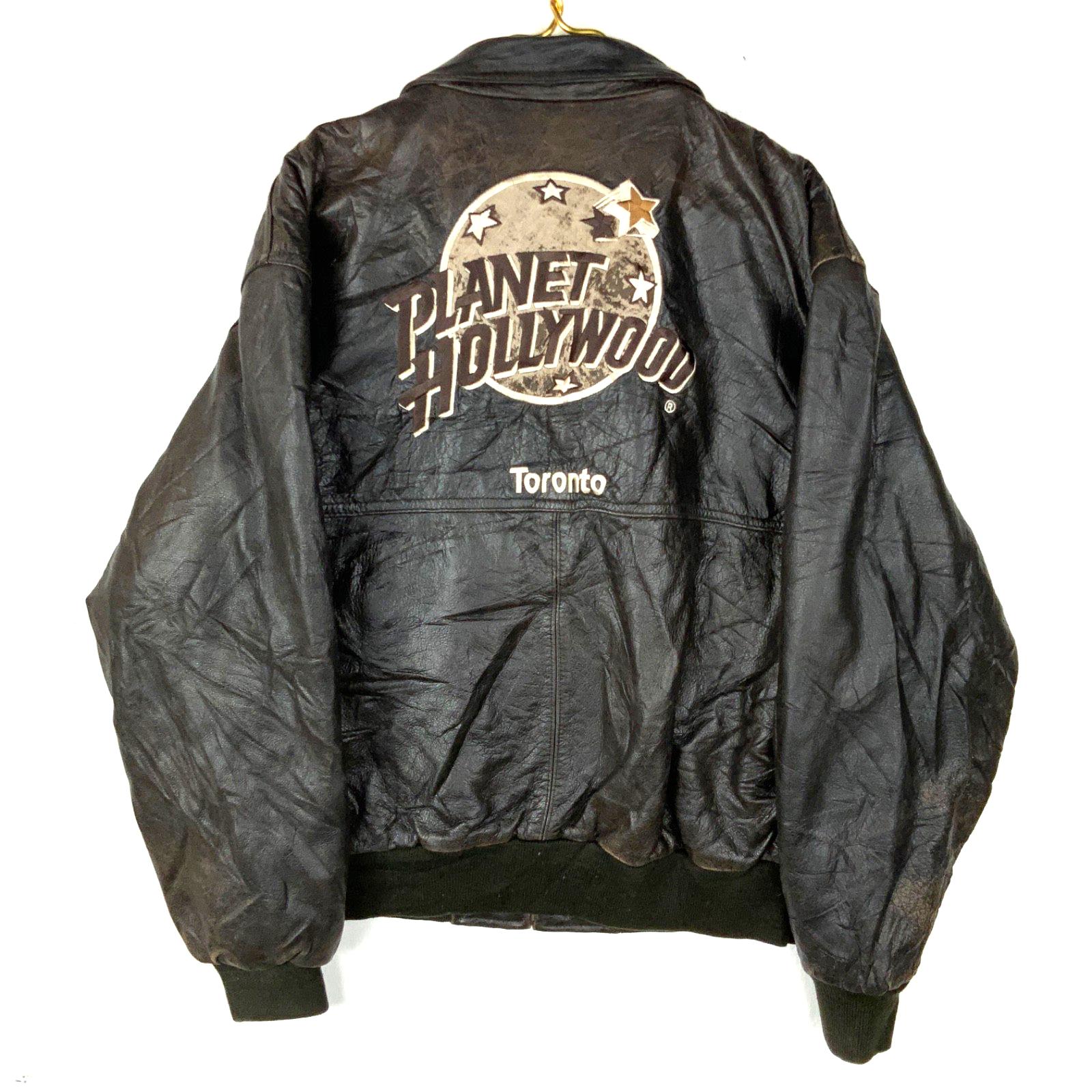 ジャケット・アウター PLANET HOLLYWOOD LEATHER STAJIUM JACKET VINTAGE Planet Hollywood Leather Jacket - New York Size