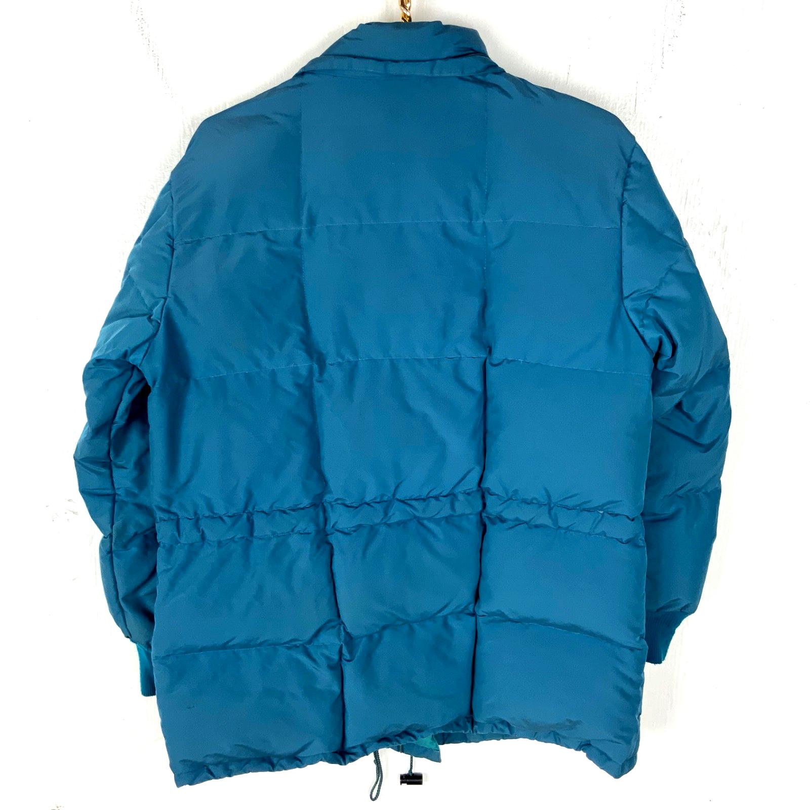 Vintage Eddie Bauer Down Puffer Jacket Small Blue Full Zip 90s