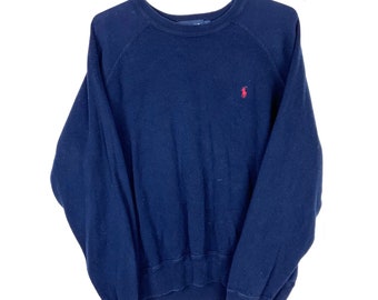 vintage Polo Ralph Lauren - Sweat-shirt de golf à col ras du cou très grand bleu Fabriqué aux États-Unis