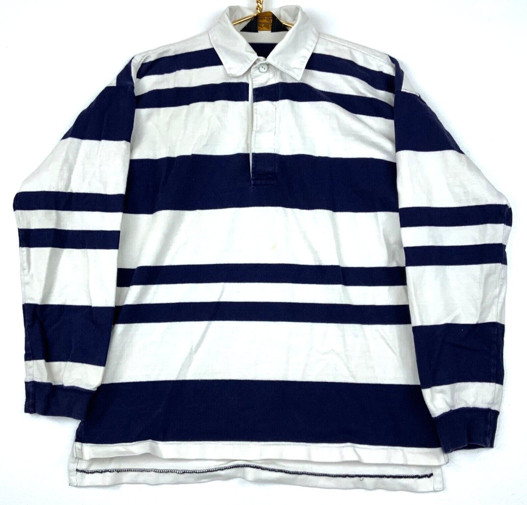 Vintage Eddie Bauer Rugby Shirt Size Medium White Long Sleeve Etsy