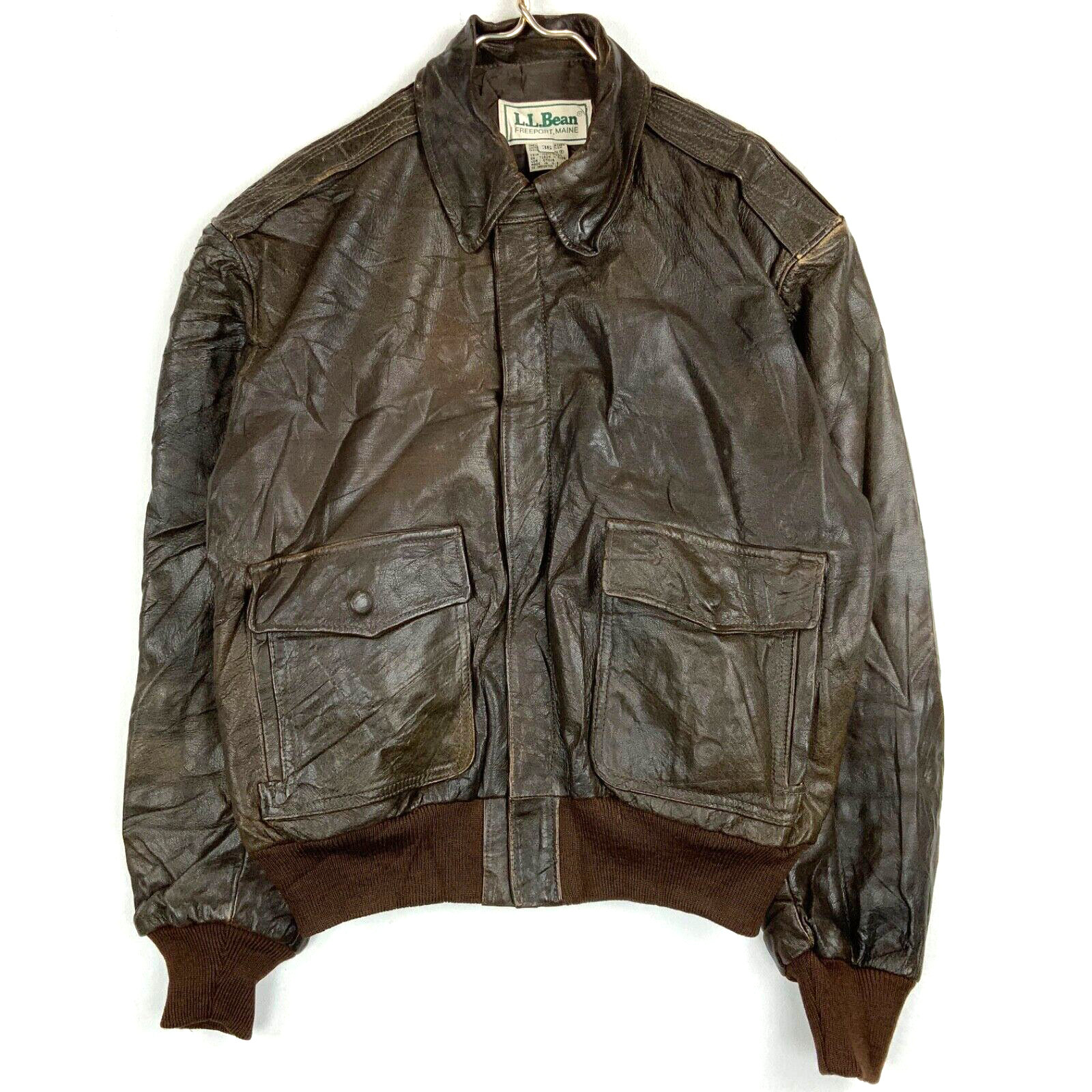 Vintage L.l.bean Full Zip Leather Jacket Size 36 Brown Made in Usa 