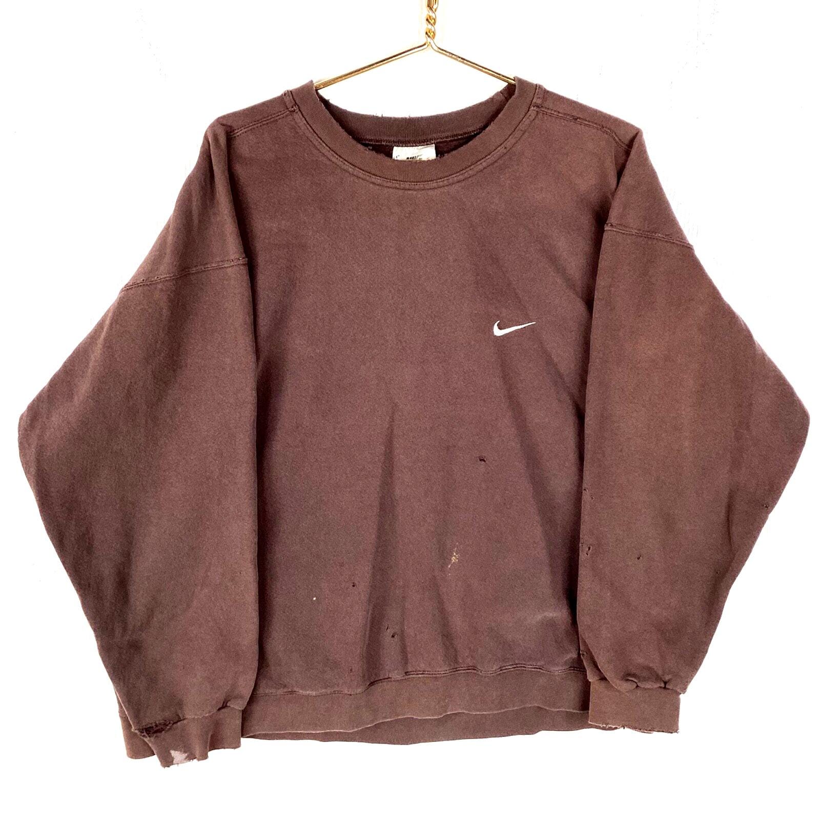 【18％OFF】 Vintage Nike Sweatshirt Crewneck Size XL Brown Distressed トップス