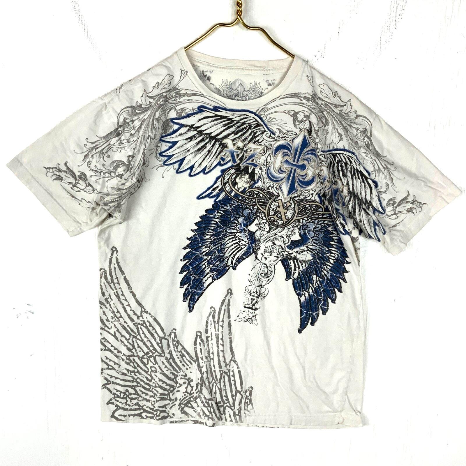 Vintage Y2K Xzavier T-shirt Large White All Over Print Grunge