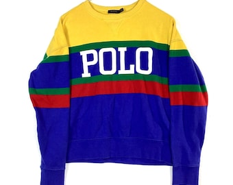 Polo Ralph Lauren Sweatshirt Crewneck Size Small Multicolour ColorBlock