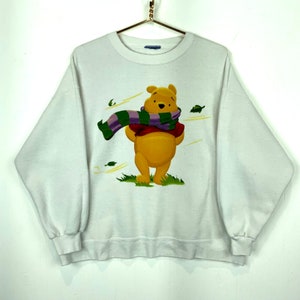 vintage Winnie l'ourson sweat ras du cou blanc moyen des années 90